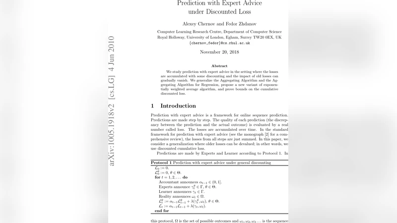 Prediction with Expert Advice under Discounted Loss