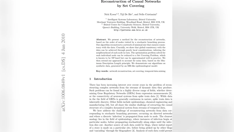Reconstruction of Causal Networks by Set Covering