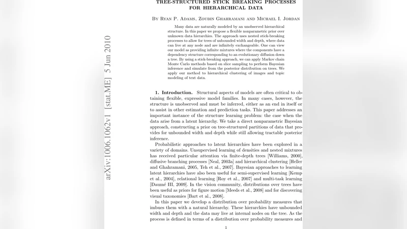Tree-Structured Stick Breaking Processes for Hierarchical Data