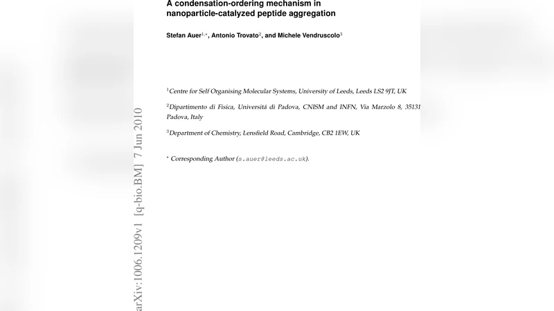 A Condensation-Ordering Mechanism in Nanoparticle-Catalyzed Peptide   Aggregation