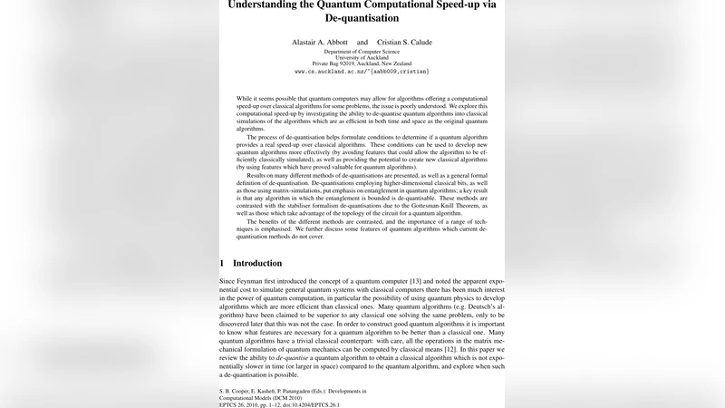 Understanding the Quantum Computational Speed-up via De-quantisation