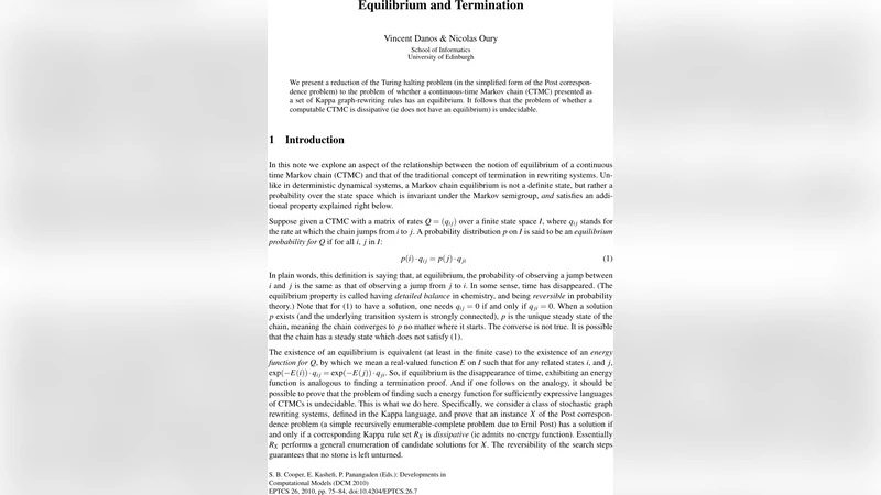 Equilibrium and Termination