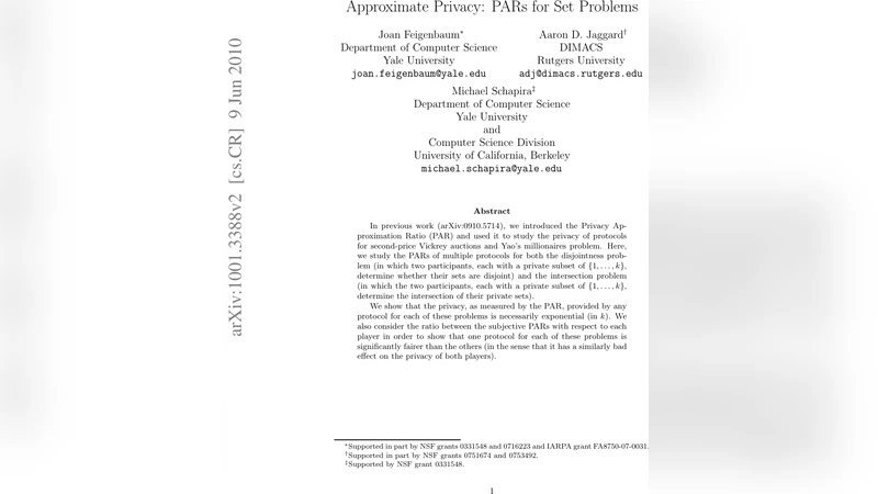 Approximate Privacy: PARs for Set Problems