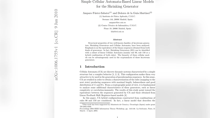 Simple Cellular Automata-Based Linear Models for the Shrinking Generator