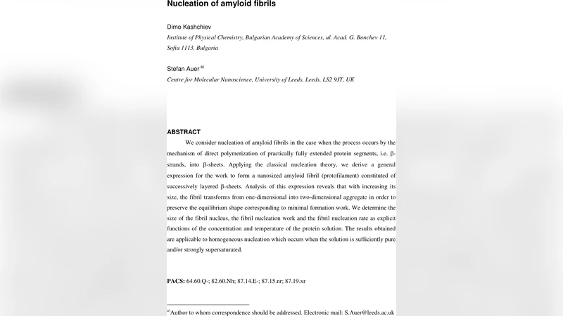 Nucleation of amyloid fibrils