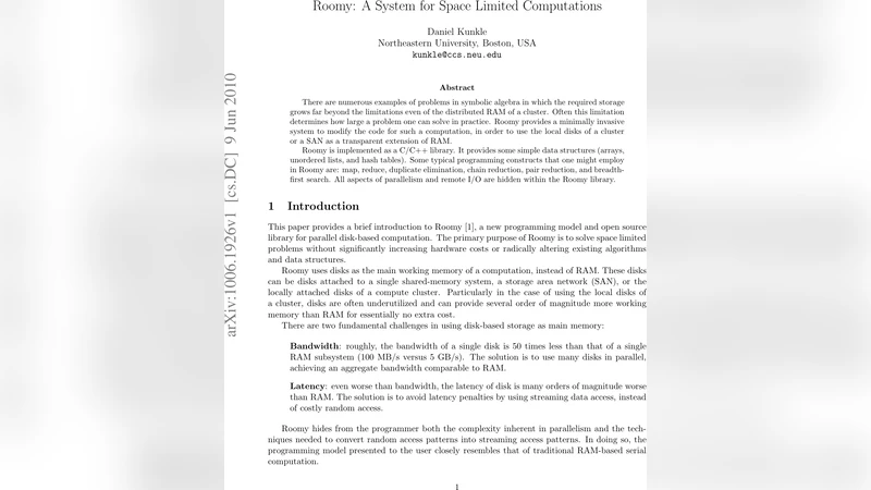 Roomy: A System for Space Limited Computations
