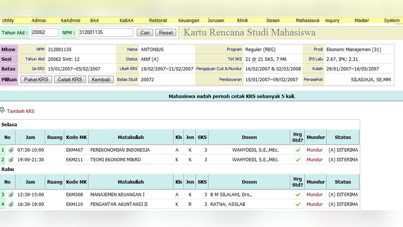 Sistem Informasi Akademik Online Sebagai Penunjang Sistem Perkuliahan