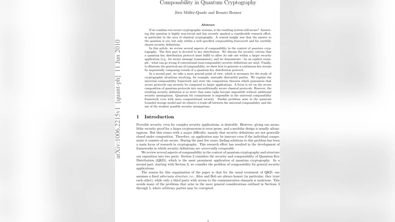 Composability in quantum cryptography