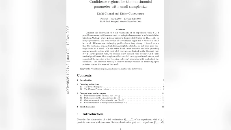 Confidence regions for the multinomial parameter with small sample size