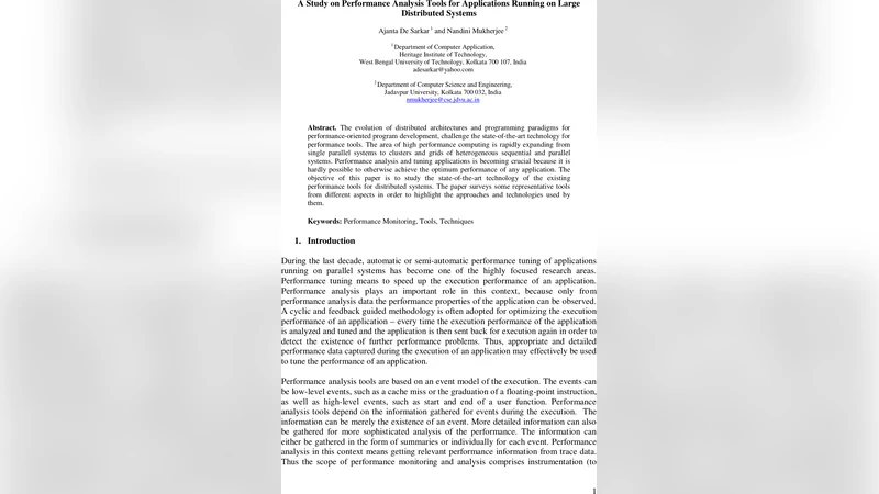 A Study on Performance Analysis Tools for Applications Running on Large   Distributed Systems