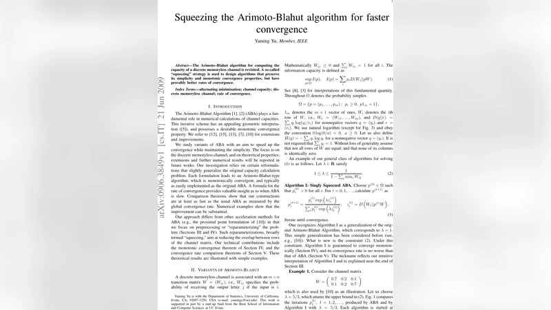 Squeezing the Arimoto-Blahut algorithm for faster convergence