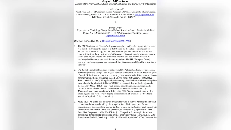 Scopus SNIP Indicator