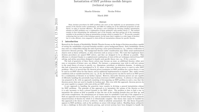 Instantiation of SMT problems modulo Integers