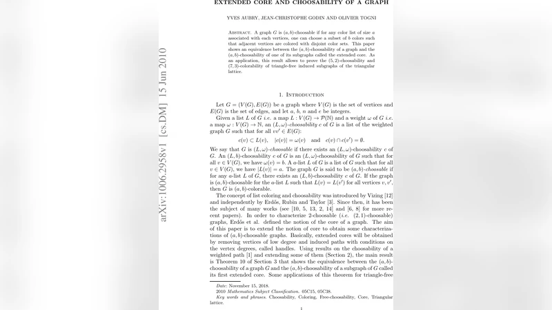 Extended core and choosability of a graph