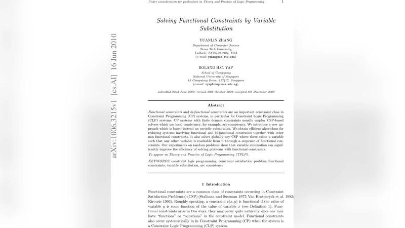 Solving Functional Constraints by Variable Substitution