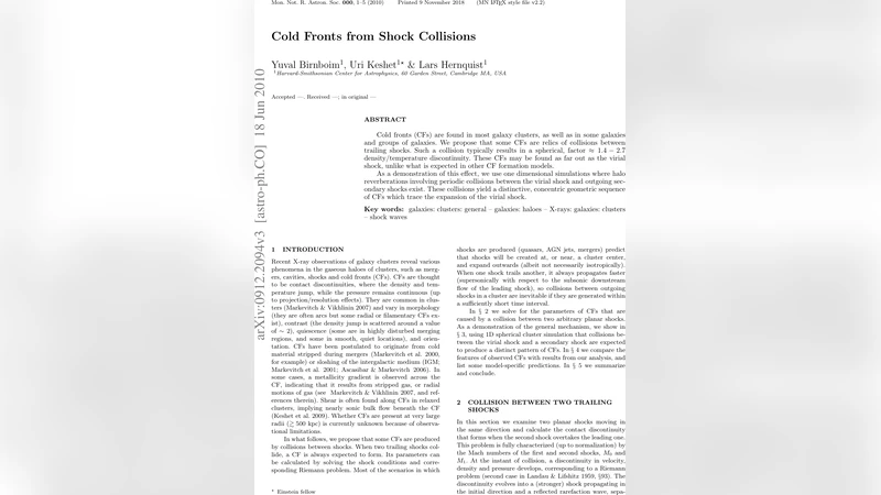 Cold Fronts from Shock Collisions