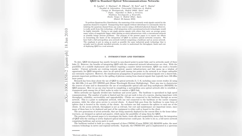 QKD in Standard Optical Telecommunications Networks