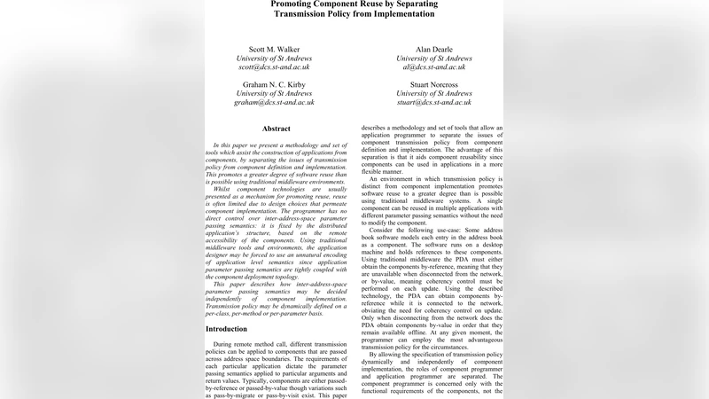 Promoting Component Reuse by Separating Transmission Policy from   Implementation
