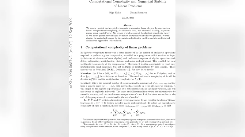 Computational Complexity and Numerical Stability of Linear Problems