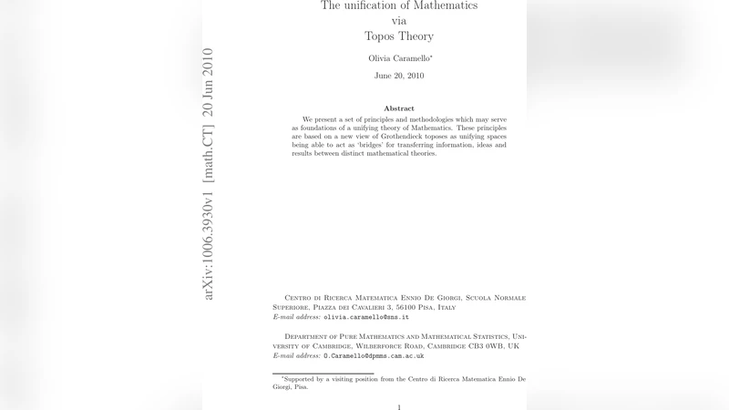 The unification of Mathematics via Topos Theory