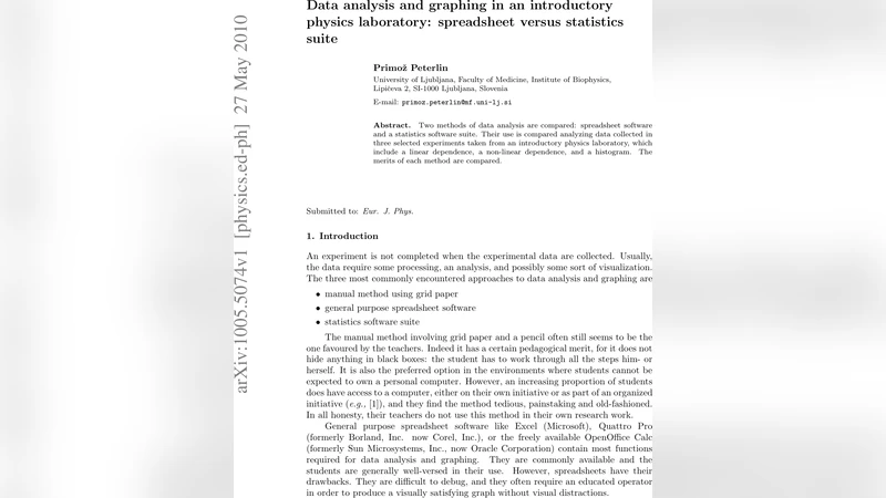 Data analysis and graphing in an introductory physics laboratory:   spreadsheet versus statistics suite