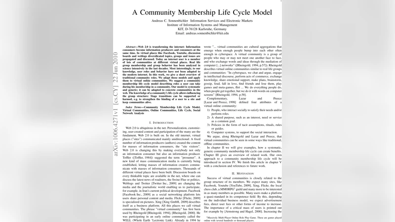 A Community Membership Life Cycle Model
