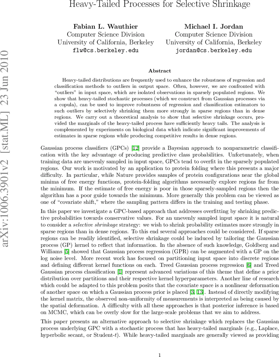 Heavy-Tailed Processes for Selective Shrinkage