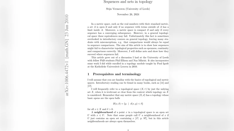Sequences and nets in topology
