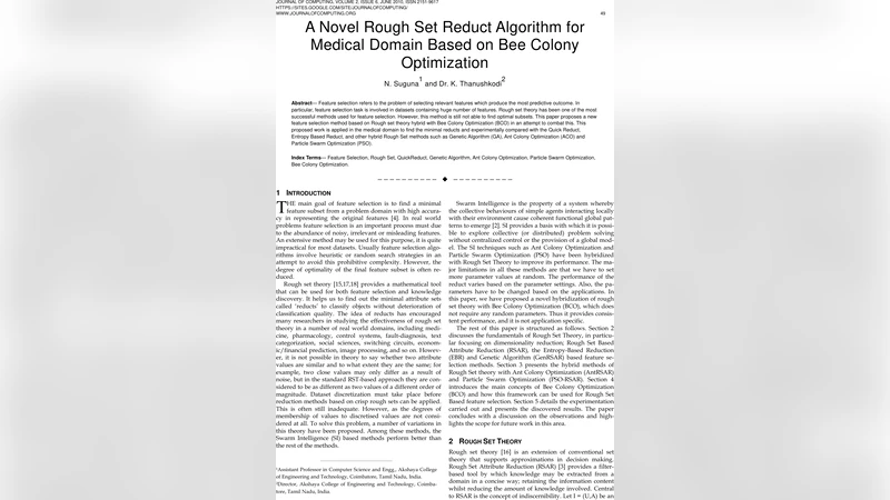 A Novel Rough Set Reduct Algorithm for Medical Domain Based on Bee   Colony Optimization