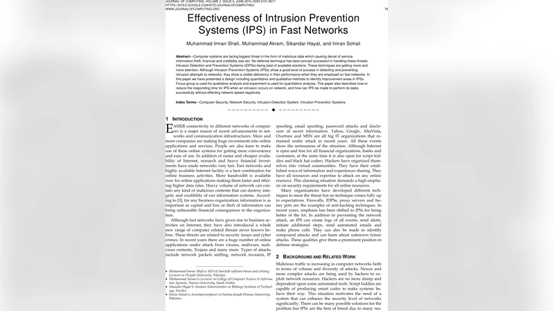 Effectiveness of Intrusion Prevention Systems (IPS) in Fast Networks