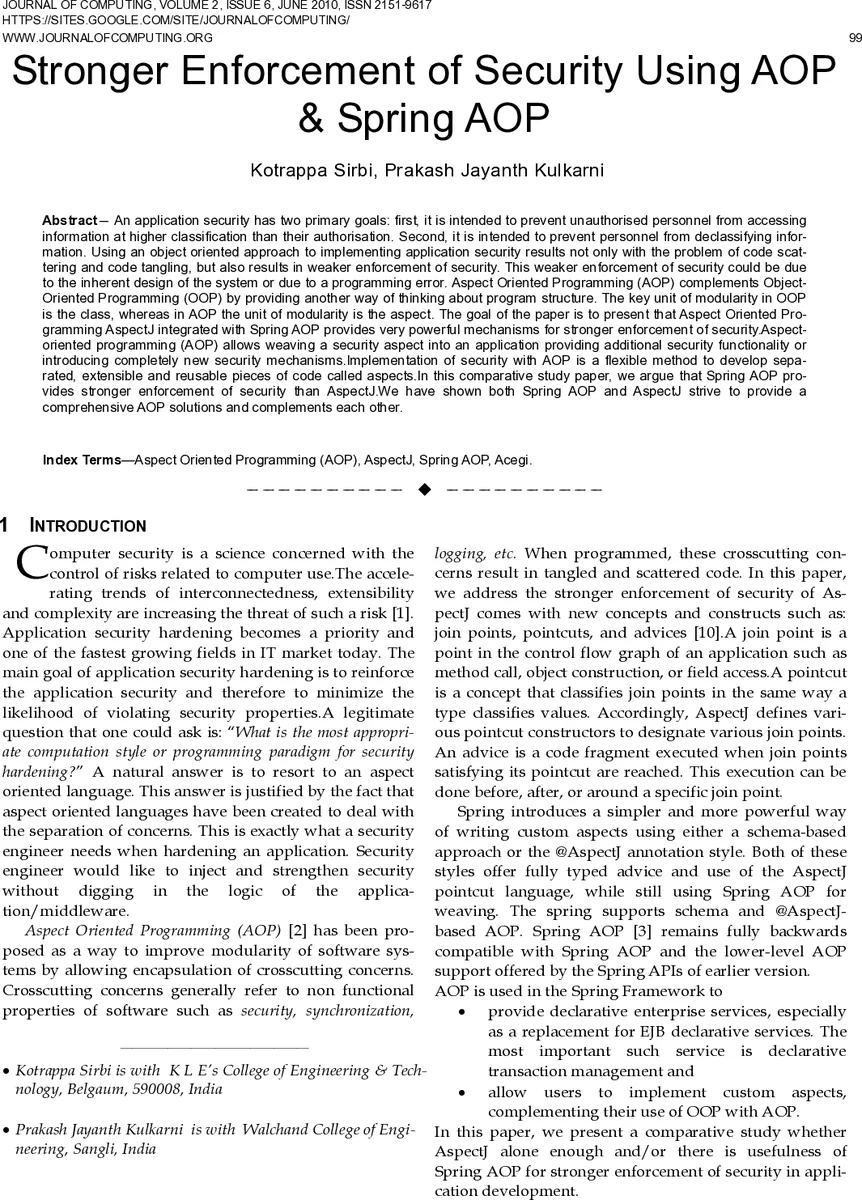 Stronger Enforcement of Security Using AOP and Spring AOP