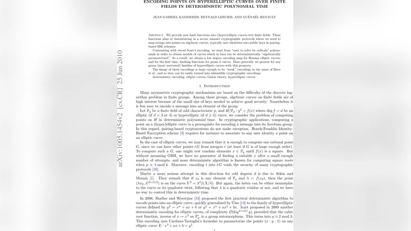 Encoding points on hyperelliptic curves over finite fields in   deterministic polynomial time