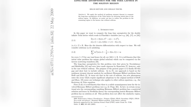Long-Time Asymptotics for the Toda Lattice in the Soliton Region