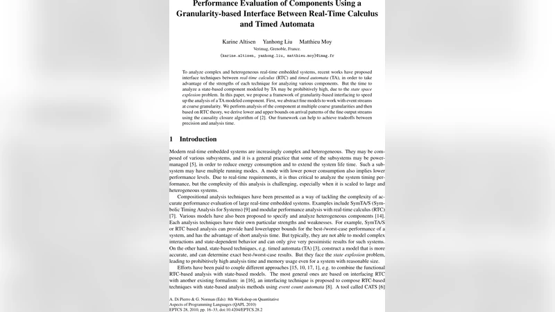 Performance Evaluation of Components Using a Granularity-based Interface   Between Real-Time Calculus and Timed Automata