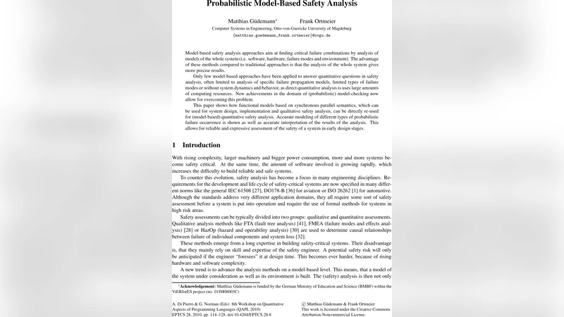 Probabilistic Model-Based Safety Analysis