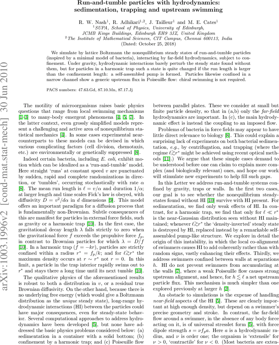 Run-and-tumble particles with hydrodynamics: sedimentation, trapping and   upstream swimming