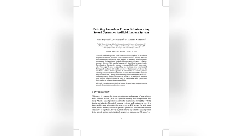 Detecting Anomalous Process Behaviour using Second Generation Artificial   Immune Systems