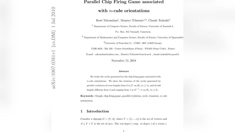 Parallel Chip Firing Game associated with n-cube orientations