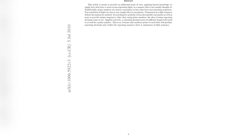 Using Repeating Decimals As An Alternative To Prime Numbers In   Encryption