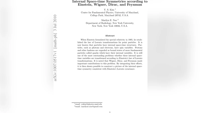 Internal Space-time Symmetries according to Einstein, Wigner, Dirac, and   Feynman