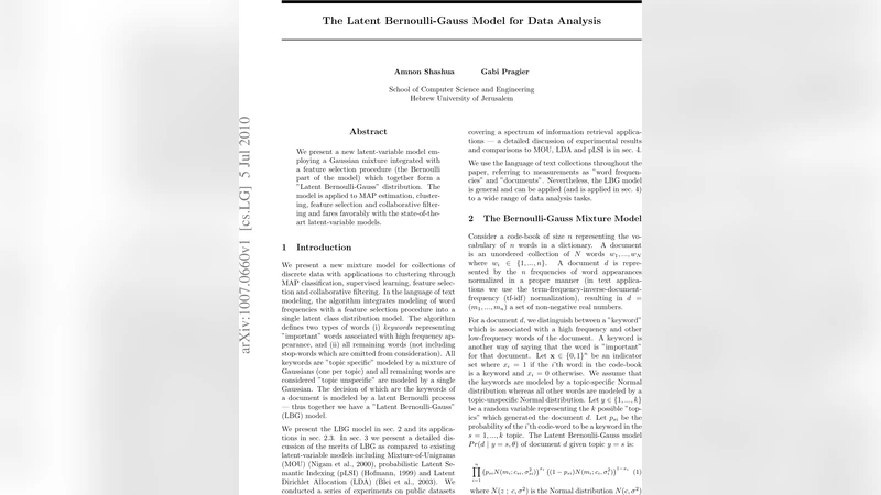 The Latent Bernoulli-Gauss Model for Data Analysis