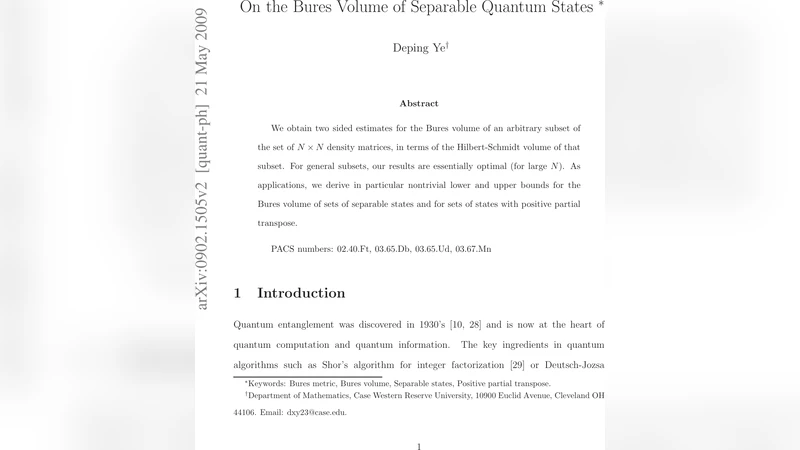 On the Bures Volume of Separable Quantum States