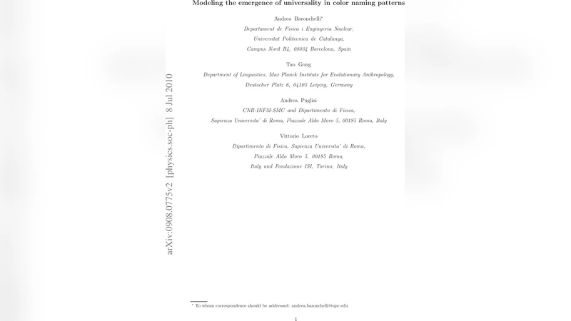 Modeling the emergence of universality in color naming patterns