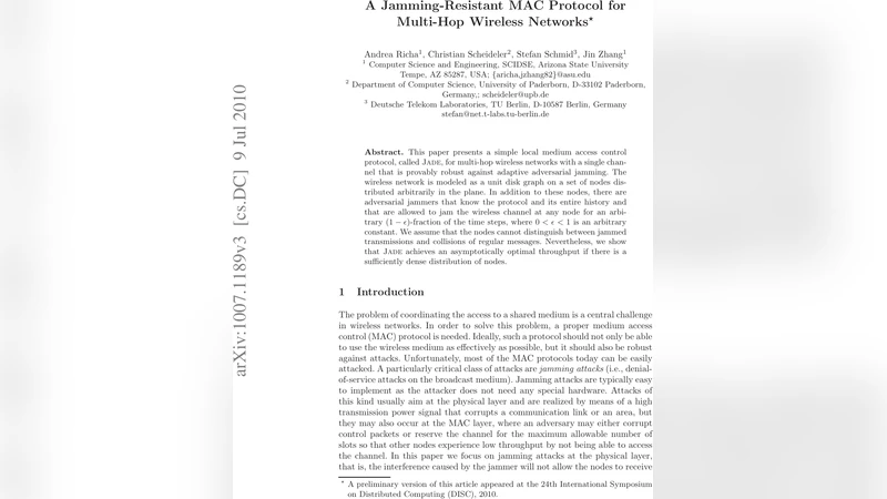 A Jamming-Resistant MAC Protocol for Multi-Hop Wireless Networks