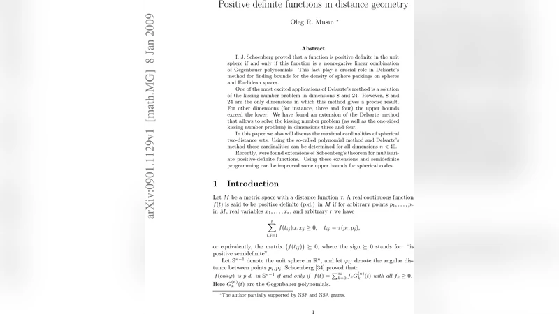 Positive definite functions in distance geometry