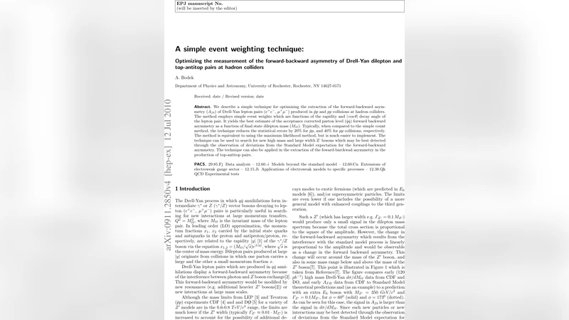A simple event weighting technique for optimizing the measurement of the   forward-backward asymmetry of Drell-Yan dilepton pairs at hadron colliders