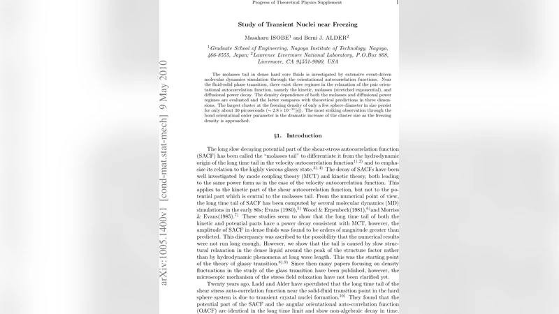 Study of Transient Nuclei near Freezing
