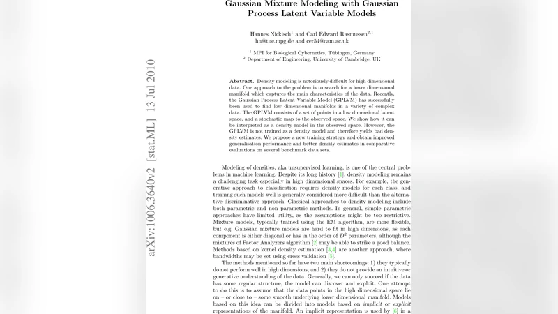 Gaussian Mixture Modeling with Gaussian Process Latent Variable Models