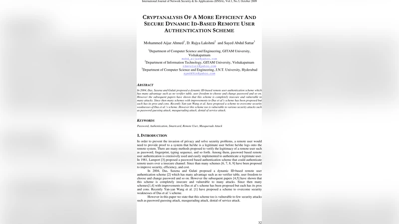 Cryptanalysis of a more efficient and secure dynamic id-based remote   user authentication scheme