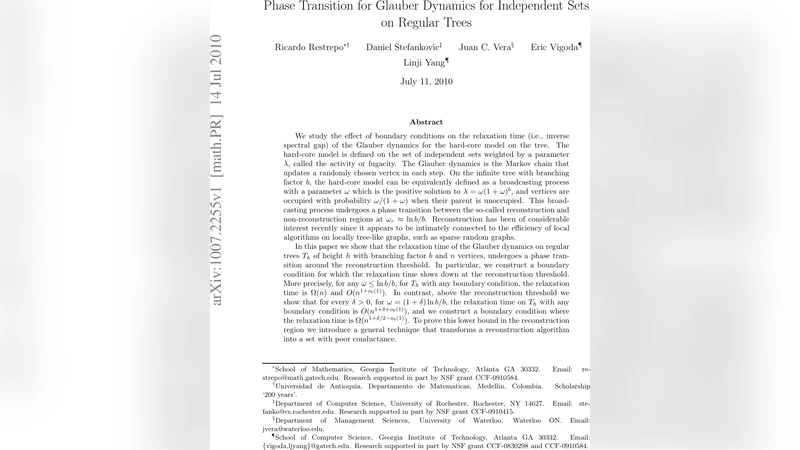 Phase Transition for Glauber Dynamics for Independent Sets on Regular   Trees